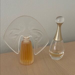 2 VTG bottles Perfume. Mini. Lalique. Dior Jadore. Collectible